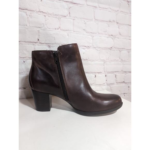 Born Alter Cognac Brown Leather Ankle Boot Women's Size 9.5 Side Zip EUC - Picture 10 of 14